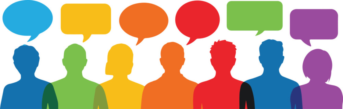 Language exchange conversation with speech bubbles