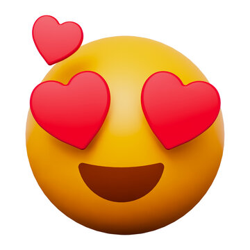 Smiling emoji with heart eyes perfect for digital design on transparent background
