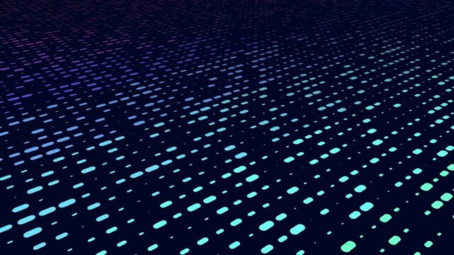 Abstract footage of a colorful dotted grid with glowing gradient lights on a dark background, forming a dynamic tech pattern for presentations, UI, and digital design