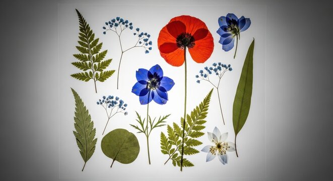 Pressed Flowers and Leaves Botanical Collection