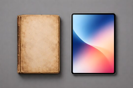Digital divide and education gap concept with modern tablet computer and old vintage book
