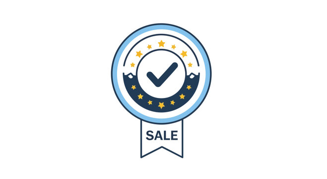 Approved badge vector illustration check mark and sale ribbon design