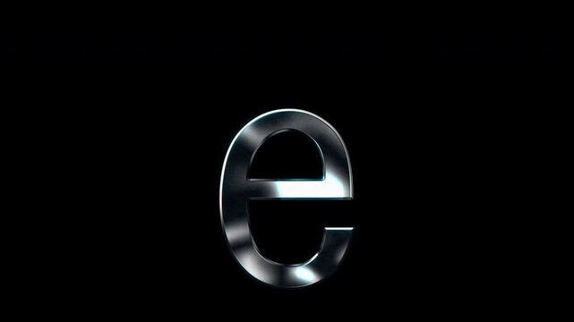 Silver metallic small letters "e". Alpha channel. seamless loop video