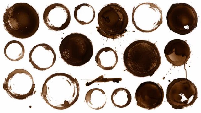 A white background with various dark brown stains and circles