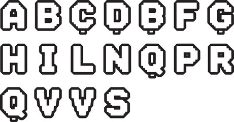 Pixel art alphabet letter set vector design for gaming and retro display typography on transparent background surface. © Abdul