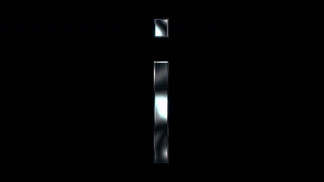 Silver metallic small letters "i". Alpha channel. seamless loop video