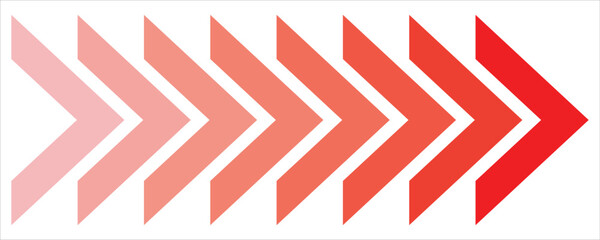 Fototapeta premium Arrow dynamic moving right chevron symbol. Speed direction signs and directional icons. This arrow isolated on white background. Vector illustration.