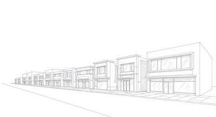 Modern Commercial Building Facade Sketch. © Dika