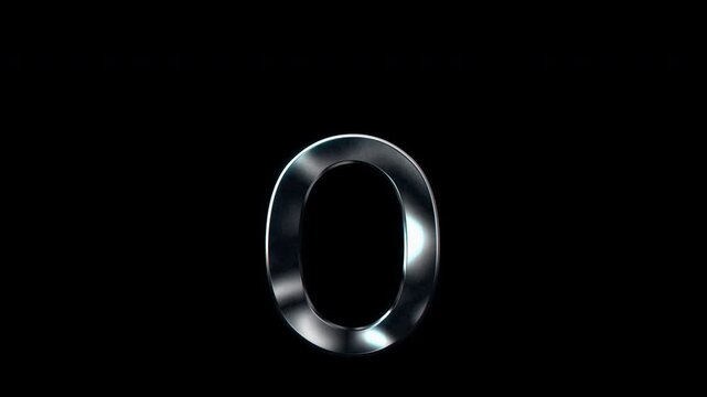 Silver metallic small letters "o". Alpha channel. seamless loop video