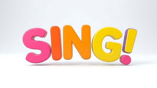colorful sing exclamation word illustration with playful 3d letters and happy mood