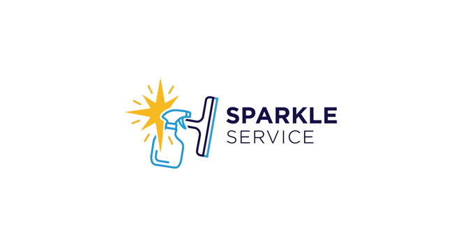 Cleaning service logo with sparkling effect.