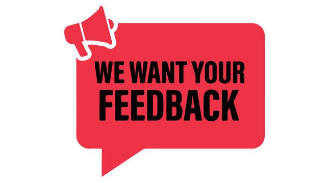 Feedback Request Vector Illustration with Megaphone and Bold Speech Bubble Design