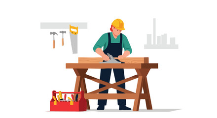 Fototapeta premium Carpenter Working with Wood
