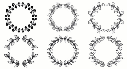 Obraz premium Set of Hand Drawn Botanical Wreaths and Frames with Leaves and Berries.