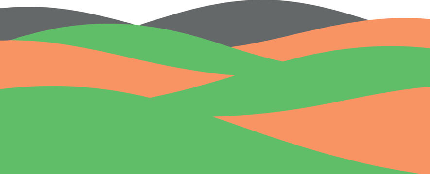 Seamless abstract hill pattern with orange and green waves vector design illustration for textile and fabric printing.