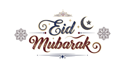 Elegant Eid Mubarak greeting with decorative elements and Islamic calligraphy, celebrating the festival of sacrifice. © pria