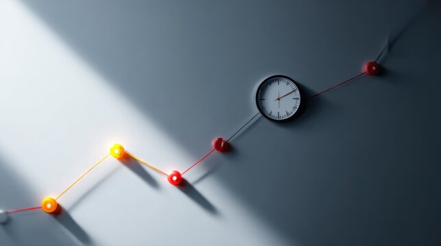 A conceptual image of time tracking the growth of a business