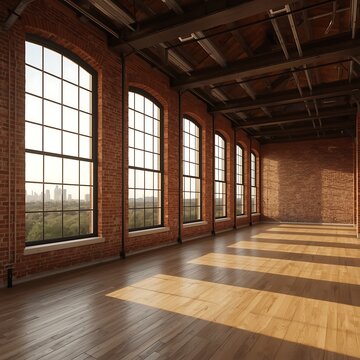 Spacious Loft Apartment with Large Windows and City View.
