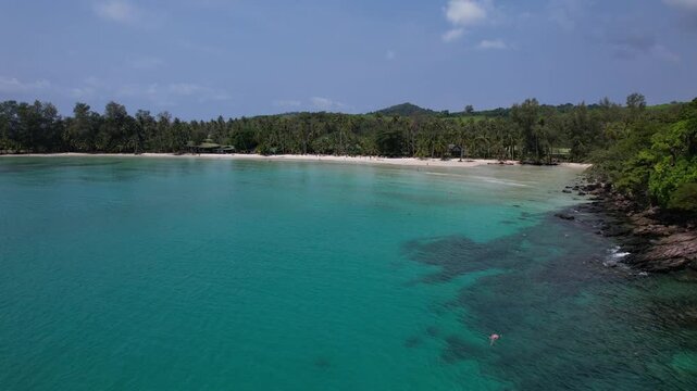 Tranquil Bay Of Khlong Hin Beach On Koh Kood (Koh Kut) In Trat Province, Thailand. Aerial Shot