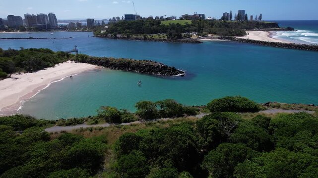 Marlo&rsquo;s Beach At Daytime In Fingal Head, New South Wales, Australia - Drone Shot