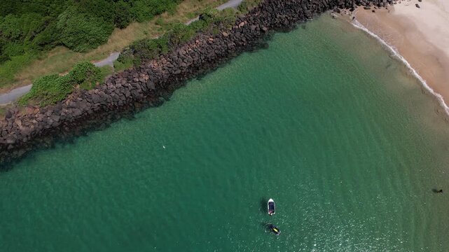 Tranquil Marlo&rsquo;s Beach At Daytime In Fingal Head, New South Wales, Australia - Drone Shot