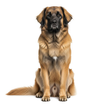 Majestic Leonberger Dog Sitting Indoors with Soft Natural Lighting and Calm Expression
