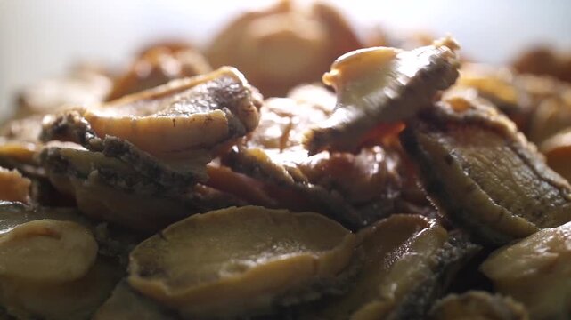 Fresh and chewy raw abalone meat Korean seafood