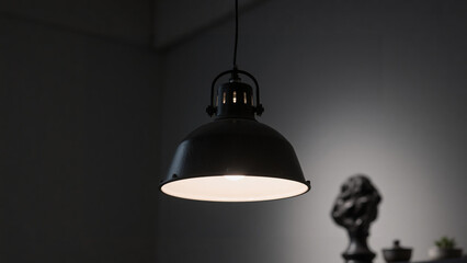 Obraz premium Black industrial pendant lamp light interior.