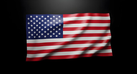 Obraz premium American flag waving against black background