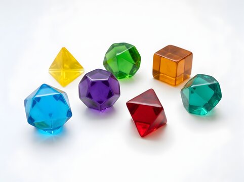 Vibrant Translucent Resin Gaming Dice Set Cut Out Against White