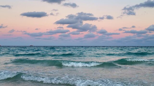 Scenic horizon view at sea nature. Romantic summer vacation view on seascape. Sea horizon footage view. Dramatic sky and seascape at summer vacation. Skyscape with sea horizon