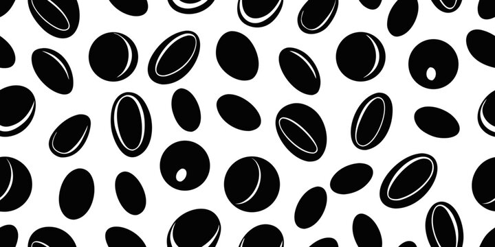 Modern seamless pattern of scattered coffee beans vector graphic