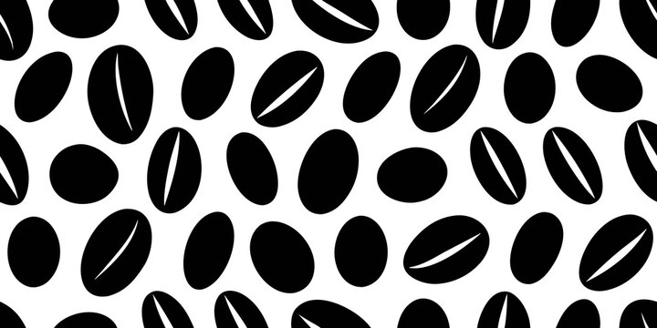 Seamless pattern of coffee beans in black and white vector
