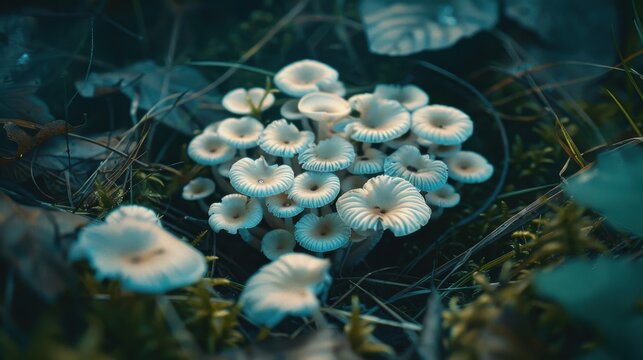 Symmetrical wild mushrooms fairy ring in forest photo canon eos