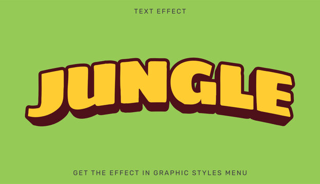 A vibrant graphic design featuring the word Jungle in bold yellow letters on a green background
