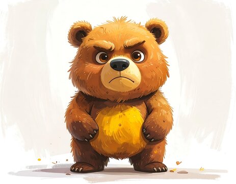 An Angry Cartoon Bear Standing Firmly.