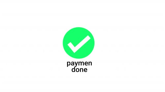 Wallet online payment sign animation on transparent background, successful payment done animated with alpha channel.