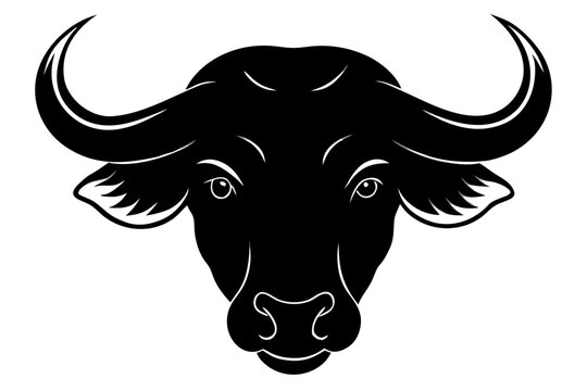 african buffalo head silhouette vector,  buffalo head black icon vector.