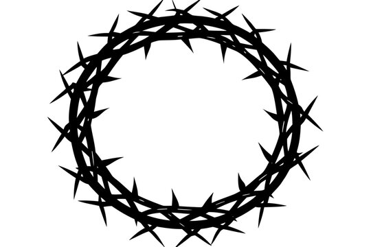 Crown of thorns vector illustration, Circle of thorns icon, Crown of thorns black symbol