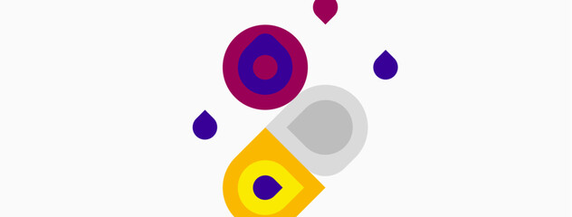 Obraz premium Abstract geometric shapes, purple, yellow, gray. Minimalist design, simple composition, modern aesthetic. Clean lines, flat colors.