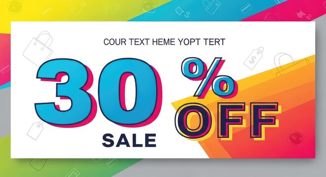 A colorful sale banner with a 30 percent discount offer