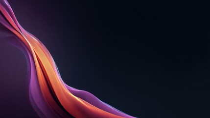 Obraz premium Abstract flowing wave design in vibrant purple and orange colors, set against a dark background, creating a sense of motion and elegance in digital art