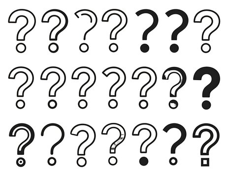 A grid of question marks in various styles