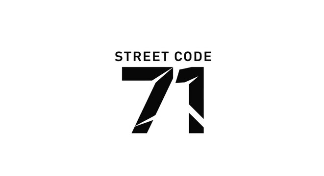 Street code graphic featuring a stylized number 71 design