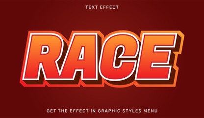 A bold and vibrant text effect with the word RACE in a modern graphic style © Md