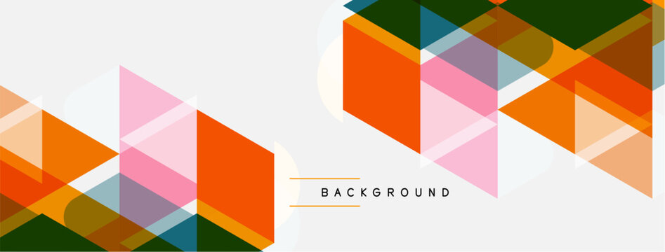 Abstract geometric shapes overlap, creating vibrant colorful background. Soft hues blend with bolder tones. Minimalist design.