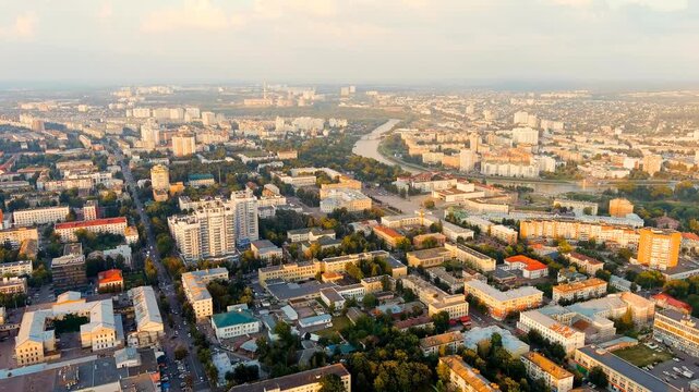 Oryol, Russia. History Center. View of the city from the air. Summer. Drone footage