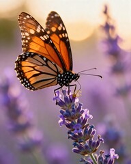 Obraz premium monarch butterfly lavender-standard high resolution background with modern clean composition, professional lighting and versatile usage for web design, branding, marketing visuals and digital content