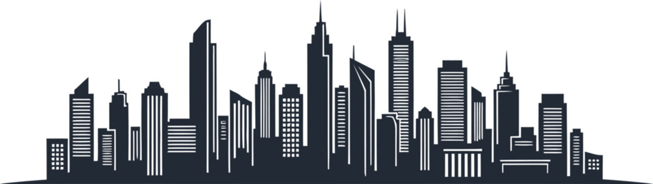 Modern City Skyline Silhouette Vector Illustration.