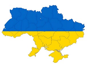 Fototapeta premium A map of Ukraine with blue and yellow colors